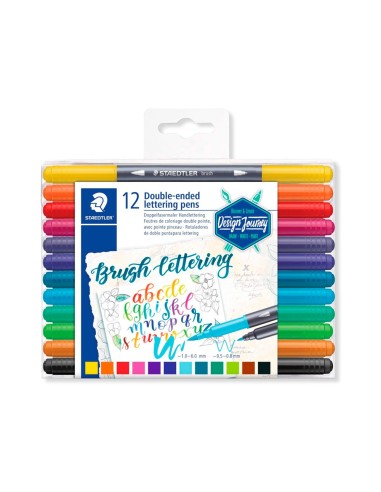 ROTULADOR STAEDTLER 3004 DOBLE PUNTA HAND LETTERING 12 UD.SURT.
