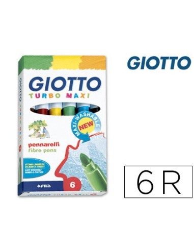 ROTULADOR GIOTTO TURBO-MAXI CAJA 6 COL.LAVABLES C/PUNTA BLOQUEADA