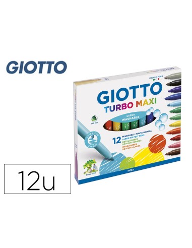 ROTULADOR GIOTTO TURBO-MAXI CAJA 12 COL.LAVABLES C/PUNTA BLOQUEADA