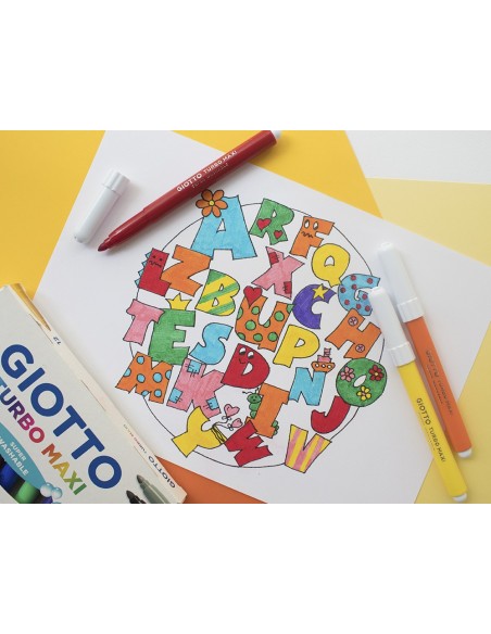 ROTULADOR GIOTTO TURBO-MAXI CAJA 12 COL.LAVABLES C/PUNTA BLOQUEADA