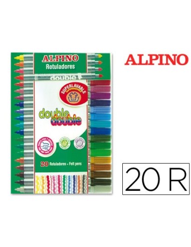 ROTULADOR ALPINO DOUBLE DOUBLEPUNTA GRUESA Y PUNTA FINA CAJA 20 COL.