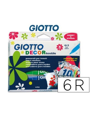 ROTULADOR GIOTTO DECOR TEXTILEPARA CAMISETAS 6 COL.