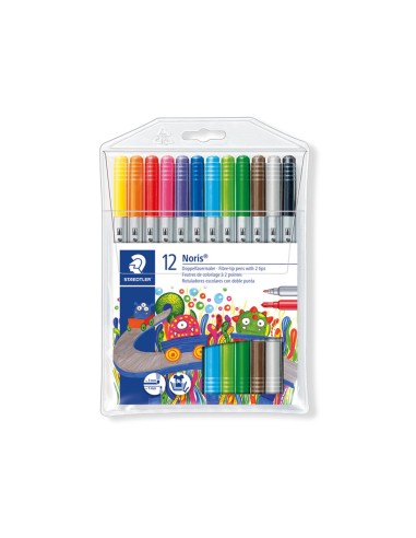 ROTULADOR STAEDTLER NORIS CLUB DOBLE PUNTA CAJA 12 COL.SURT.