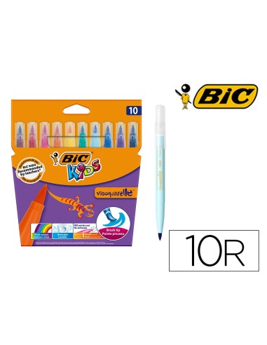 ROTULADOR BIC KIDS 10 COLORES PUNTA PINCEL TINTA BASE AGUA 828964