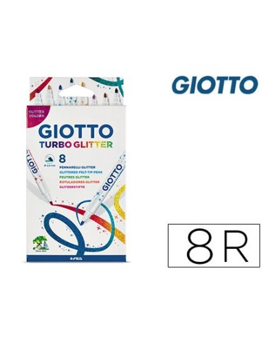 ROTULADOR GIOTTO TURBO GLITTER PURPURINA CAJA DE 8 UNIDADES