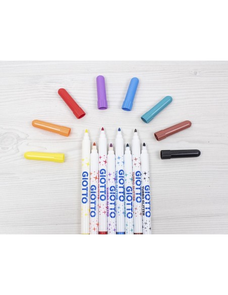ROTULADOR GIOTTO TURBO GLITTER PURPURINA CAJA DE 8 UNIDADES