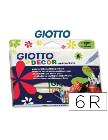 ROTULADOR GIOTTO DECOR MATERIALS CAJA DE 6 COLORES SURTIDOS