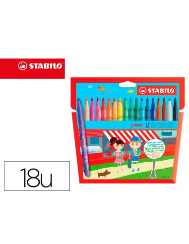 ROTULADOR STABILO POWER CAJA DE 18 COLORES