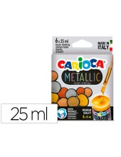 TEMPERA ESCOLAR CARIOCA METALLIC BOTE 25 ML CAJA 6 SURT.