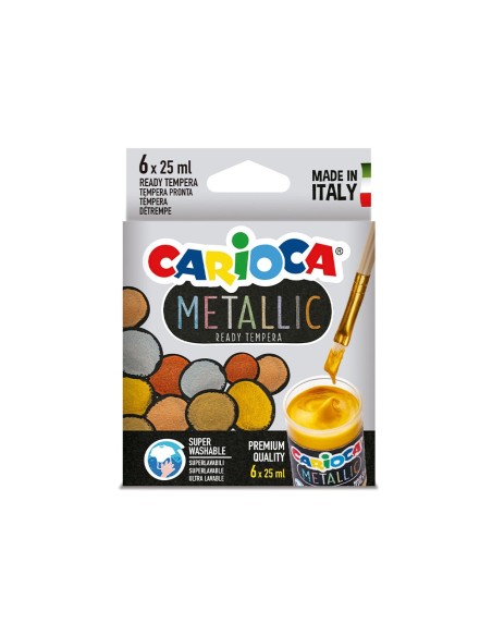 TEMPERA ESCOLAR CARIOCA METALLIC BOTE 25 ML CAJA 6 SURT.