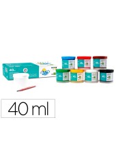 TEMPERA LIDERPAPEL ESCOLAR 40 ML 7 COLORES SURTIDOS + PINCEL