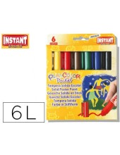 TEMPERA SOLIDA EN BARRA INSTANT POCKET ESCOLAR CAJA 6 COL.SURTIDOS