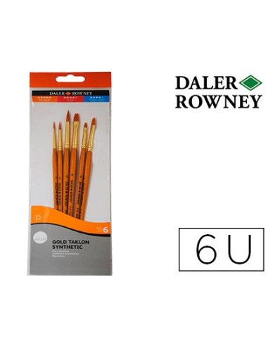 PINCELES DALER ROWNEY SIMPLY ART SINTENTICO MANGO CORTO DORADO 6 UD.