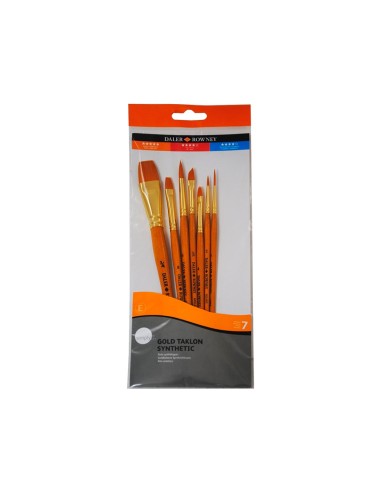 PINCELES DALER ROWNEY SIMPLY ART SINT. MANGO CORTO DORADO BLIS. 7 UD.