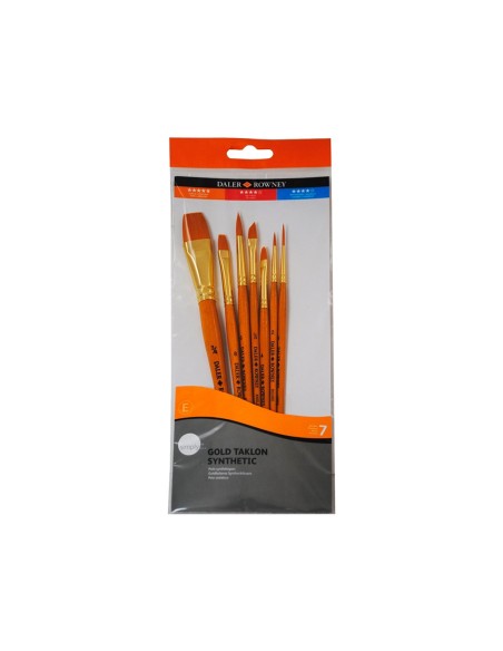 PINCELES DALER ROWNEY SIMPLY ART SINT. MANGO CORTO DORADO BLIS. 7 UD.