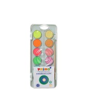 ACUARELA PRIMO 8 METAL + 4 NEON PINCEL PALETA MEZCLA ESTUCHE PLASTICO