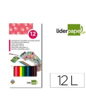 LAPICES DE COLORES ACUARELABLES LIDERPAPEL CAJA DE 12 COLORES LC09