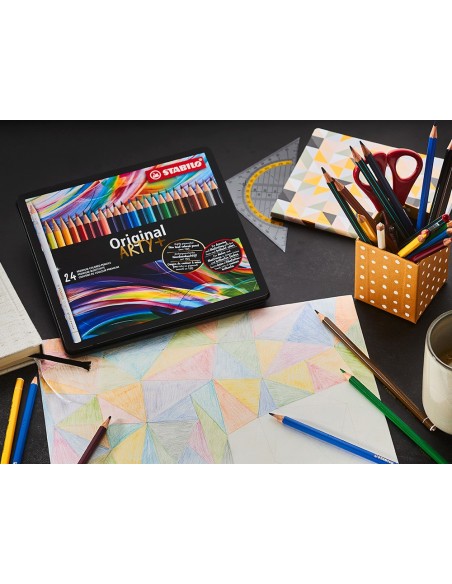 LAPICES STABILO ACUARELABLES ORIGINAL ARTY  METALICO 24 SURT.