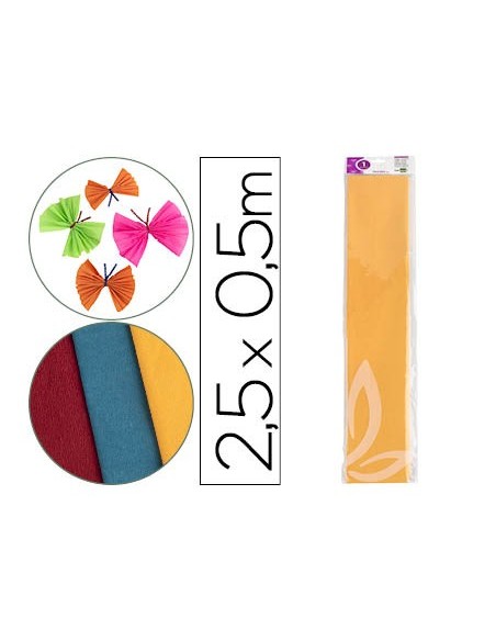 PAPEL CRESPON 0.50 X 2.50 MT AMARILLO ORO ENCELOFANADO PAPEL CRESPON 0.50 X 2.50 MT AMARILLO ORO ENCELOFANADO