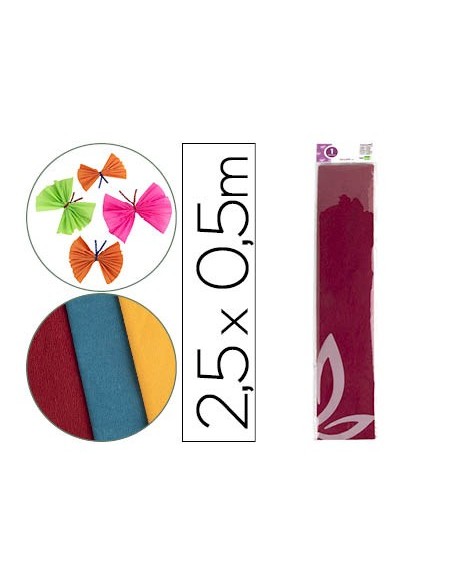 PAPEL CRESPON 0.50 X 2.50 MT BURDEOS ENCELOFANADO PAPEL CRESPON 0.50 X 2.50 MT BURDEOS ENCELOFANADO
