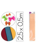 PAPEL CRESPON 0.50 X 2.50 MT SALMON ENCELOFANADO