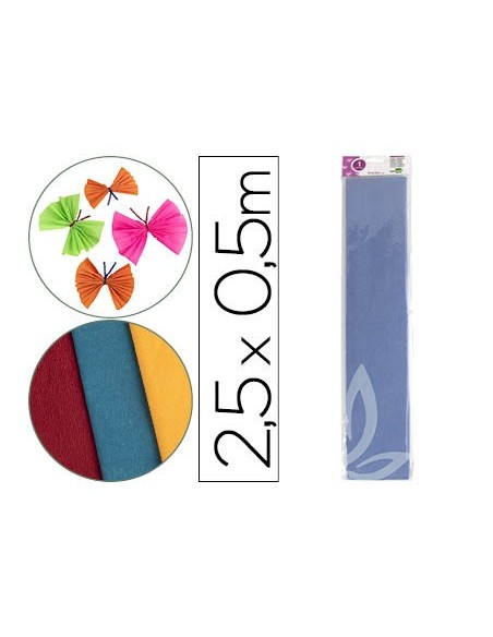 PAPEL CRESPON 0.50 X 2.50 MT CELESTE ENCELOFANADO PAPEL CRESPON 0.50 X 2.50 MT CELESTE ENCELOFANADO