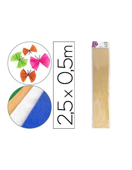 PAPEL CRESPON 0.50 X 2.50 MT METALIZADO ORO ENCELOFANADO PAPEL CRESPON 0.50 X 2.50 MT METALIZADO ORO ENCELOFANADO