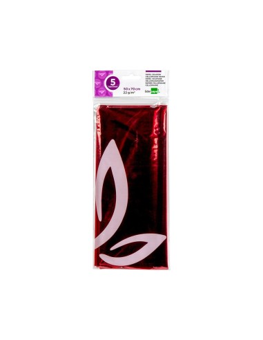 PAPEL CELOFAN LIDERPAPEL 50X70 CM 22G/M2 BOLSA DE 5 HOJAS ROJO