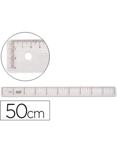 REGLA 50 CM PLASTICO CRISTAL