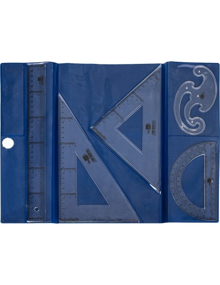 JUEGO ESCUADRA Y CARTABON 25CMREGLA 30CM SEMICIRCULO 15CM Y PLANTILLA