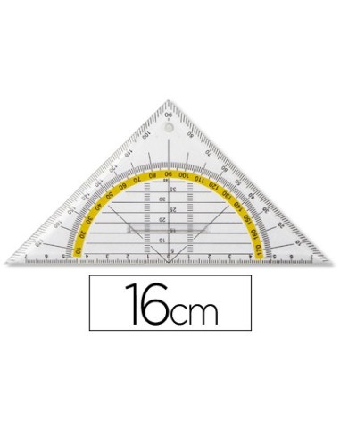 ESCUADRA LIDERPAPEL GEOMETRIA 16 CM PLASTICO CRISTAL AGARRADERA FIJA