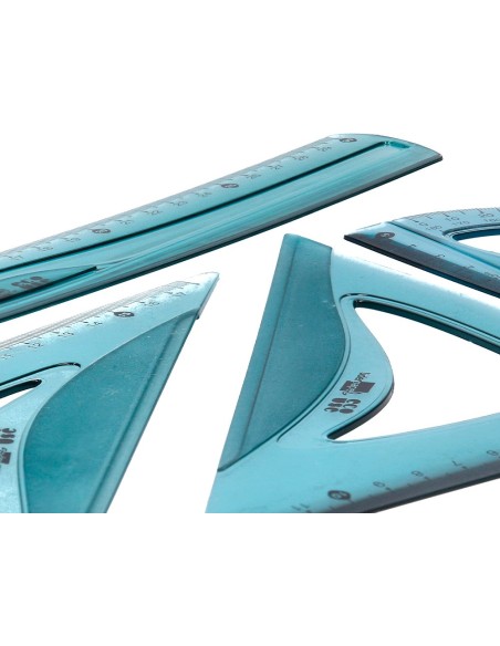 JUEGO ESCUADRA 20CM CARTABON 18CM REGLA 30CM SEMICIRCULO 10CM ECOUSE