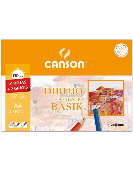 PAPEL DIBUJO BASIK 240X320 DIN A4 + 130 GR. C/RECUADRO MINIPACK 10 H.