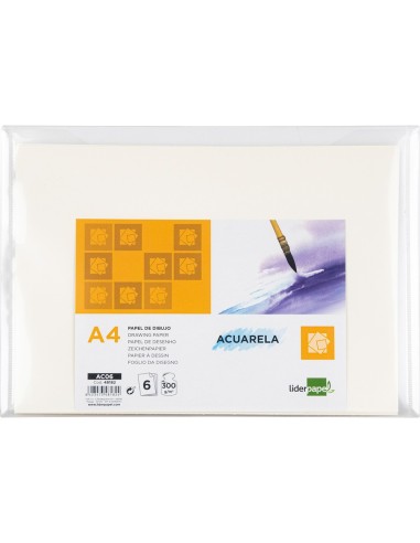 PAPEL ACUARELA DIN A4 300 GR- PACK 6 H.