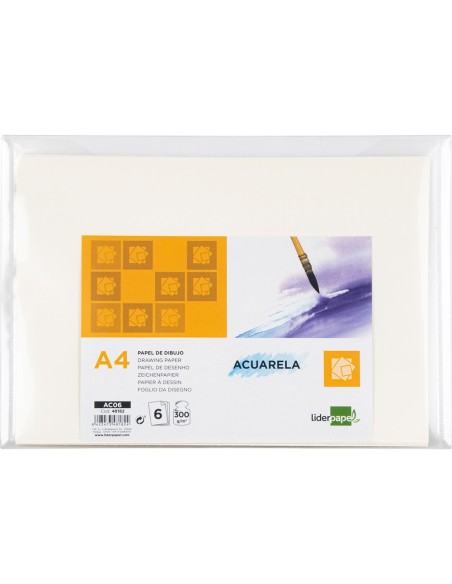 PAPEL ACUARELA DIN A4 300 GR- PACK 6 H.