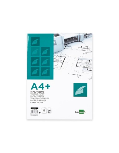 PAPEL DIBUJO LIDERPAPEL A4+ 320X240MM 90G/M2 VEGETAL SOBRE 12 HOJAS