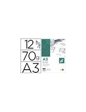PAPEL DIBUJO LIDERPAPEL A3 297X420MM 70G/M2 VEGETAL SOBRE 12 HOJAS 2