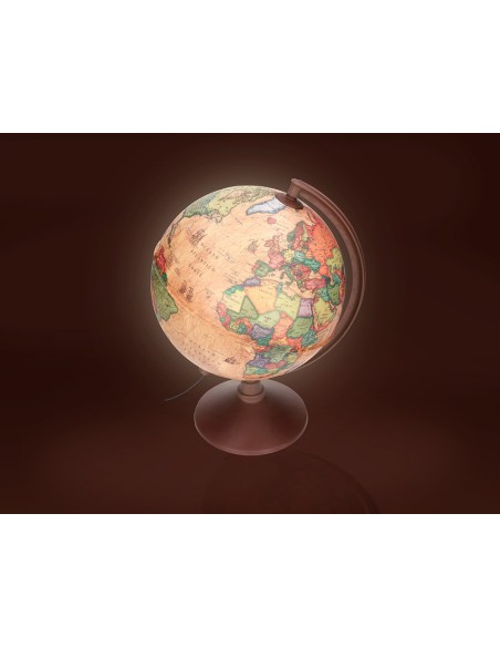 GLOBO TERRAQUEO  LUZ FISICO POLITICO ESTILO ANTIGUO DIAMETRO 26 CM