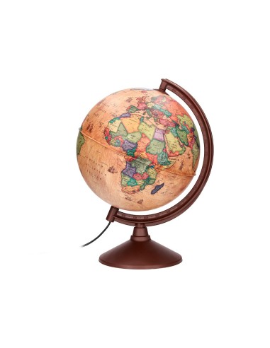 GLOBO TERRAQUEO  LUZ FISICO POLITICO ESTILO ANTIGUO DIAMETRO 26 CM