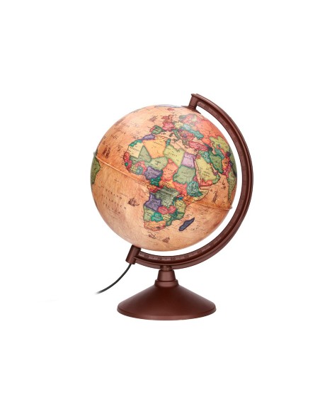 GLOBO TERRAQUEO  LUZ FISICO POLITICO ESTILO ANTIGUO DIAMETRO 26 CM