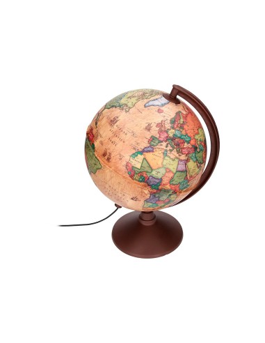 GLOBO TERRAQUEO  LUZ FISICO POLITICO ESTILO ANTIGUO DIAMETRO 26 CM