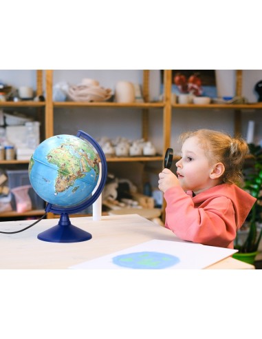 GLOBO TERRAQUEO  LUZ FISICO POLITICO ANIMALES DIAMETRO 20 CM