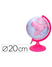 GLOBO TERRAQUEO  LUZ FISICO POLITICO DIAMETRO 20 CM ROSA