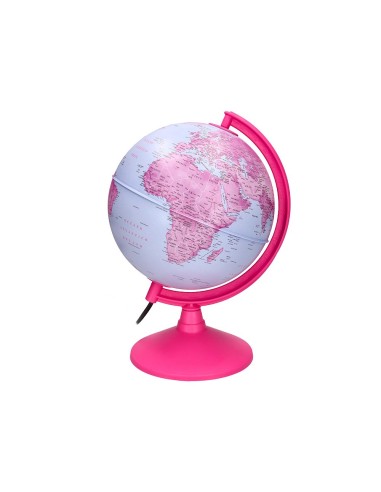 GLOBO TERRAQUEO  LUZ FISICO POLITICO DIAMETRO 20 CM ROSA