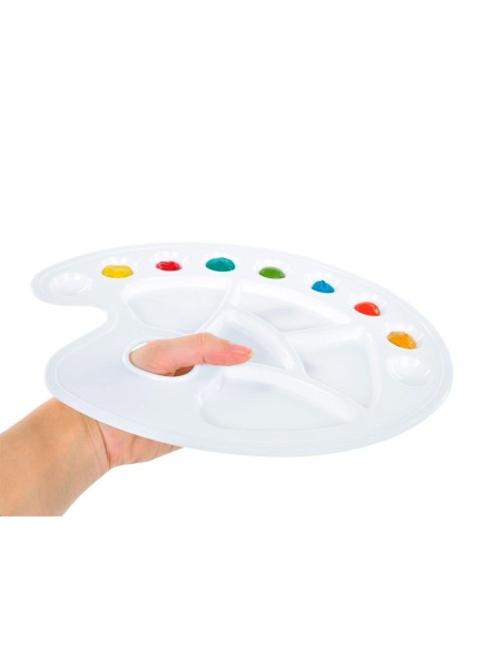 PALETA PLASTICA LIDERCOLOR OVALADA 10 HUECOS DIESTROS TAMAÑO 17X22,5C PALETA PLASTICA LIDERCOLOR OVALADA 10 HUECOS DIESTROS TAMAÑO 17X22,5C