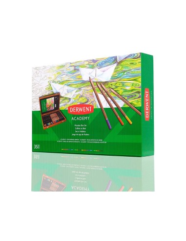 ESTUCHE PINTURA DERWENT ACADEMY MADERA LAPICES 35 PIEZAS