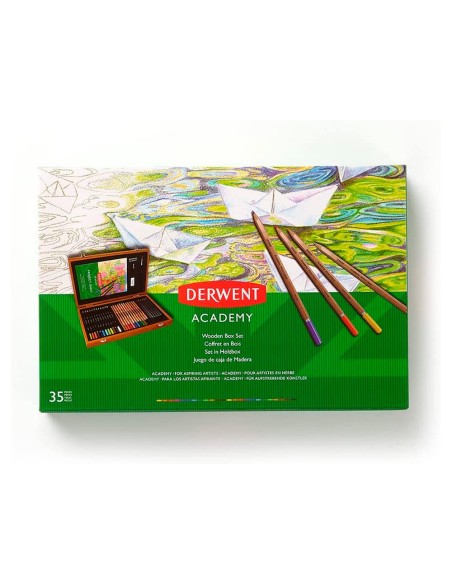 ESTUCHE PINTURA DERWENT ACADEMY MADERA LAPICES 35 PIEZAS