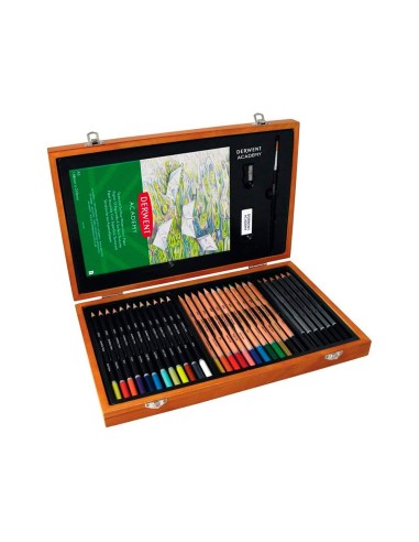 ESTUCHE PINTURA DERWENT ACADEMY MADERA LAPICES 35 PIEZAS