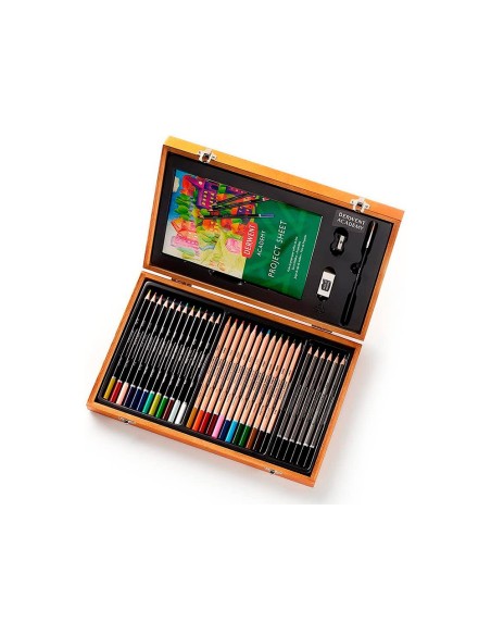 ESTUCHE PINTURA DERWENT ACADEMY MADERA LAPICES 35 PIEZAS