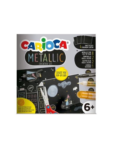 SET DIBUJO CARIOCA METALLIC POP UP CARD CREATOR 3D 17 PIEZAS